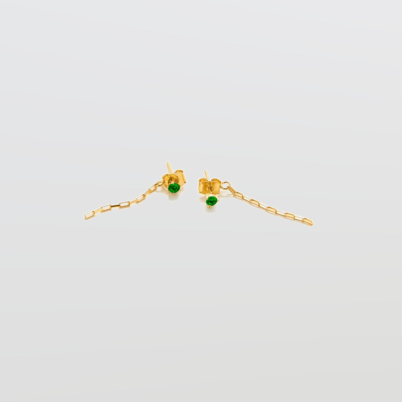 Green CZ Chain Jacket Earrings - Admiral Row