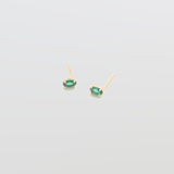 Green CZ Oval Stud Earrings - Admiral Row