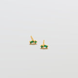 Green Geo Baguette Gold Studs - Admiral Row
