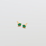 Green Trio Baguette Gold Studs - Admiral Row