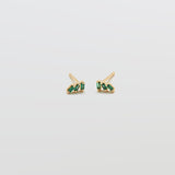 Green Triple Baguette Gold Studs - Admiral Row
