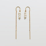 Triple Pearl Drop Threader Earrings - Admiral Row