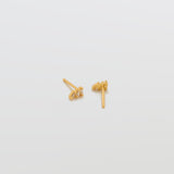 White Triple Baguette Gold Studs - Admiral Row