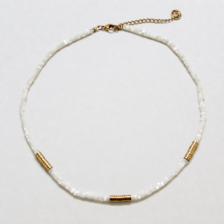Beaded Mother of Pearl and Gold Necklace - Admiral Row