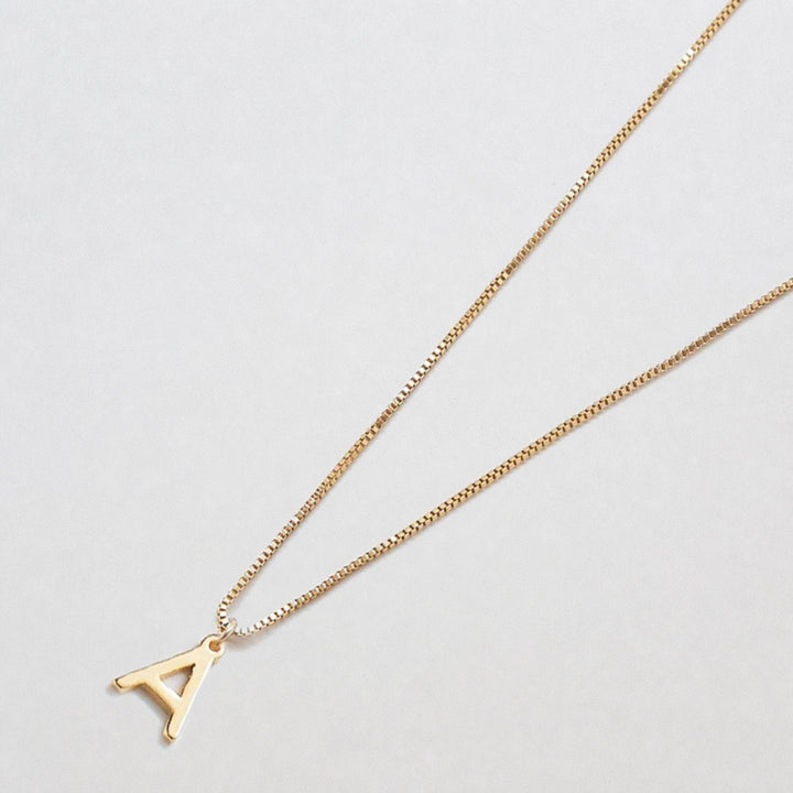 Gold initial necklace with letter A pendant