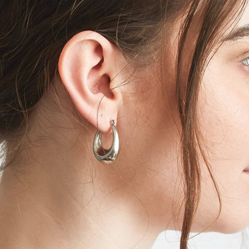 Silver Oval Hoop Earrings - Imperfect - Admiral Row