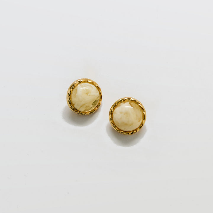 Vintage Marbled Cream Earrings - Admiral Row