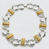 Vintage Coro silver-tone and gold-tone link necklace, front view
